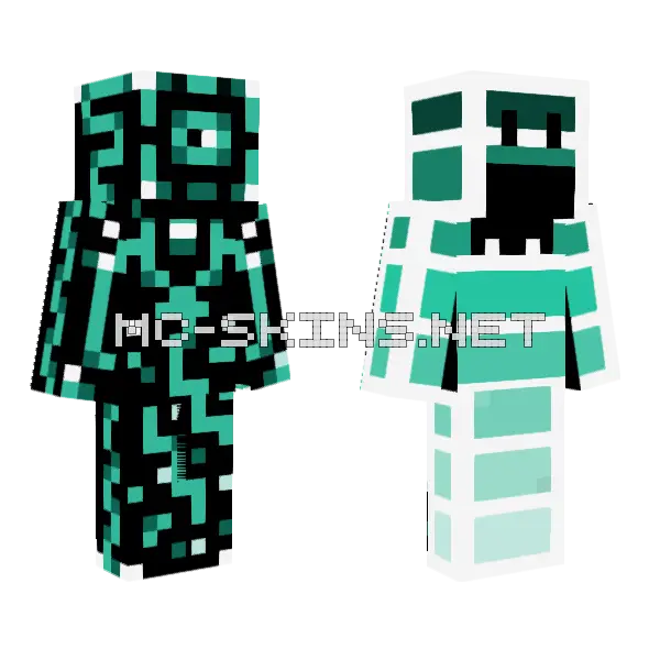 Blue Neon Minecraft skin, front and back