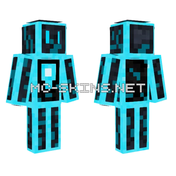Blue Neon Blob Minecraft skin, front and back