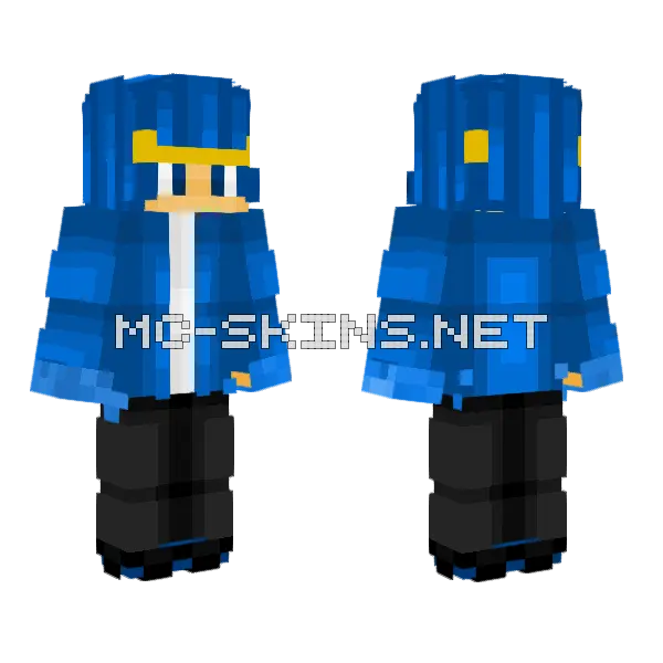 Blue Ninja With Gloves Minecraft skin, front and back
