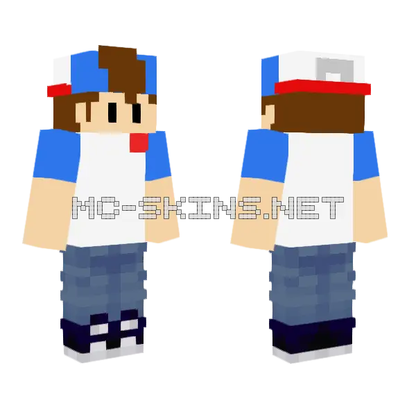 Blue Overalls Boy Minecraft skin, front and back