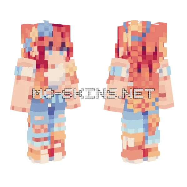 Blue Overalls Boy Minecraft skin, front and back
