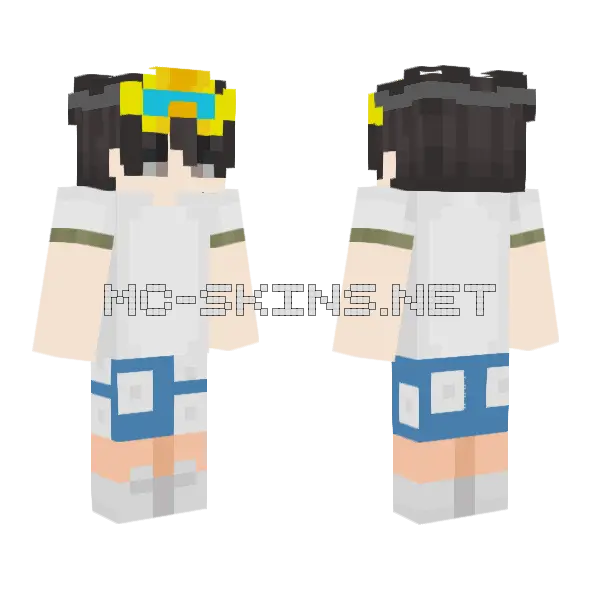 Blue Overalls Girl Minecraft skin, front and back