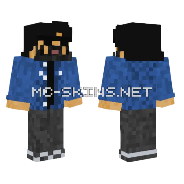 Blue Overalls Miner, front and back