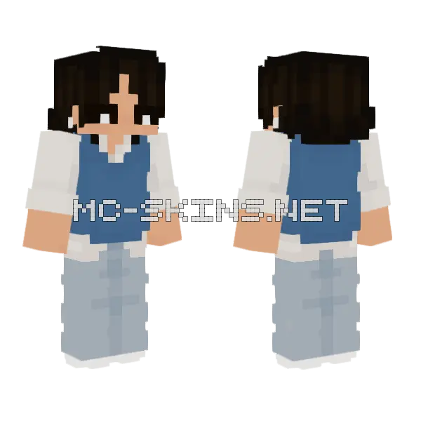 Blue Overalls Outfit, front and back
