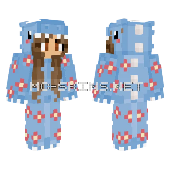 Blue Pajama Girl Minecraft skin, front and back