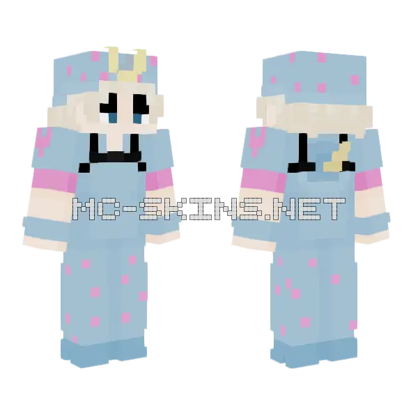 Blue Pajamas Girl Minecraft skin, front and back
