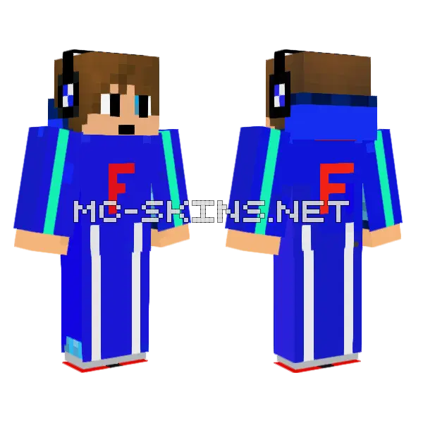 Blue Panda Hoodie Minecraft skin, front and back