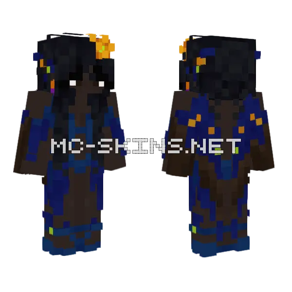 Blue Parrot Masquerade Minecraft skin, front and back