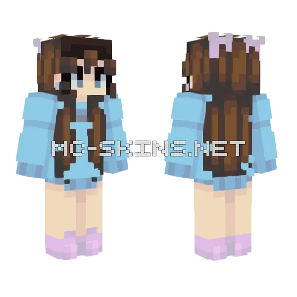 Blue Pastel Outfit Minecraft skin, front and back