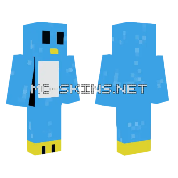 Blue Penguin Minecraft skin, front and back