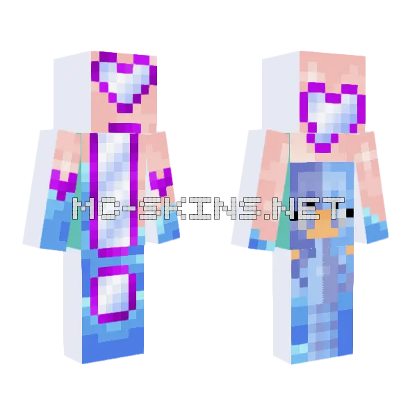 Blue Penguin Outfit Minecraft skin, front and back