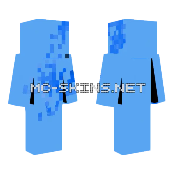 Blue Pixelated Figure Minecraft skin, front and back