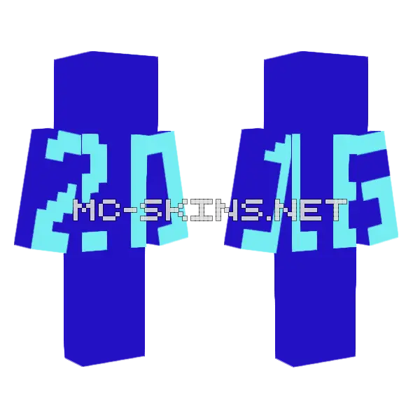Blue Pixelated Monster Minecraft skin, front and back