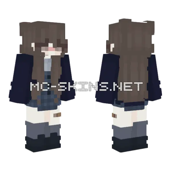 Blue Plaid Minecraft skin, front and back