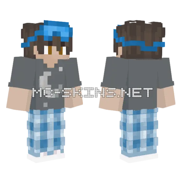 Blue Plaid Pajamas, front and back