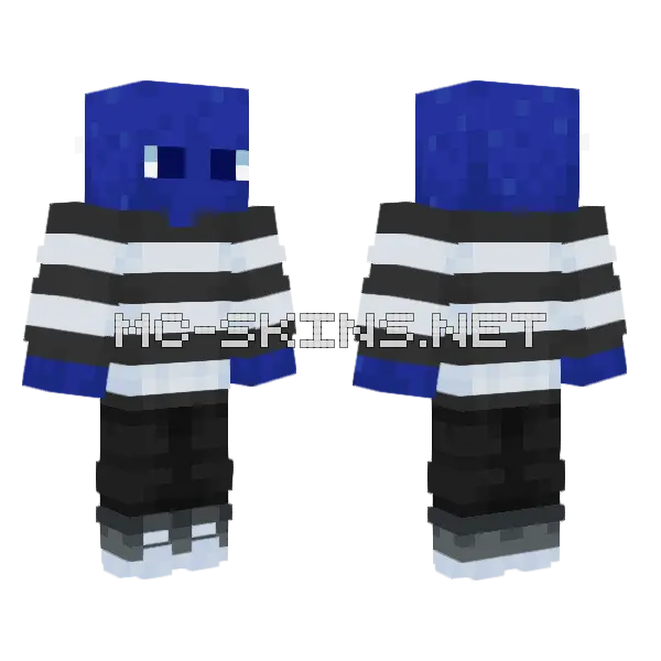 Blue Prison Slime Minecraft skin, front and back