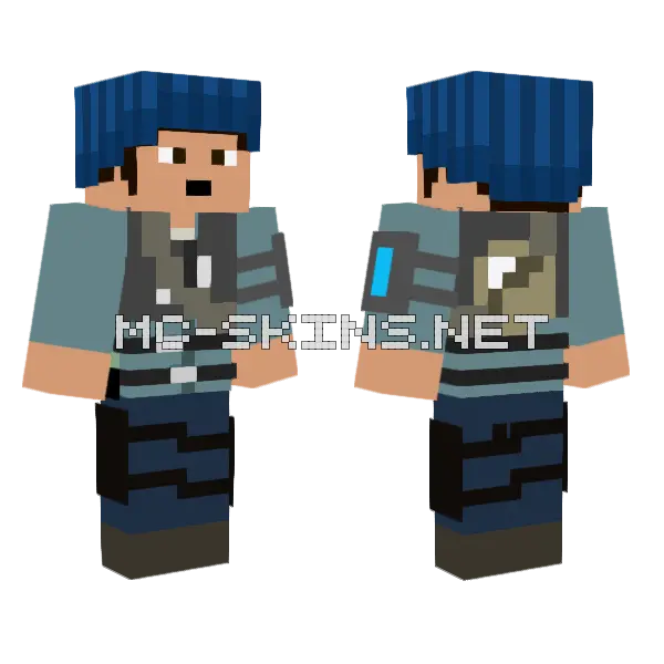 Blue Rebel Minecraft skin, front and back