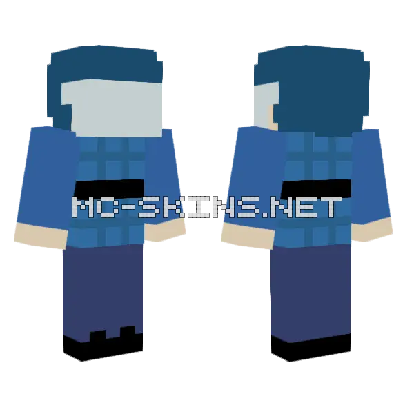 Blue Riot Guard Minecraft skin, front and back