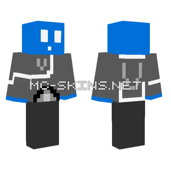 Blue Robot Minecraft skin, front and back
