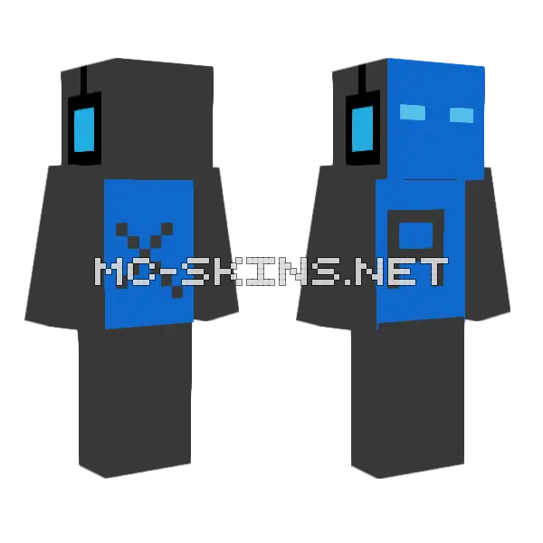 Blue Robot Companion Minecraft skin, front and back