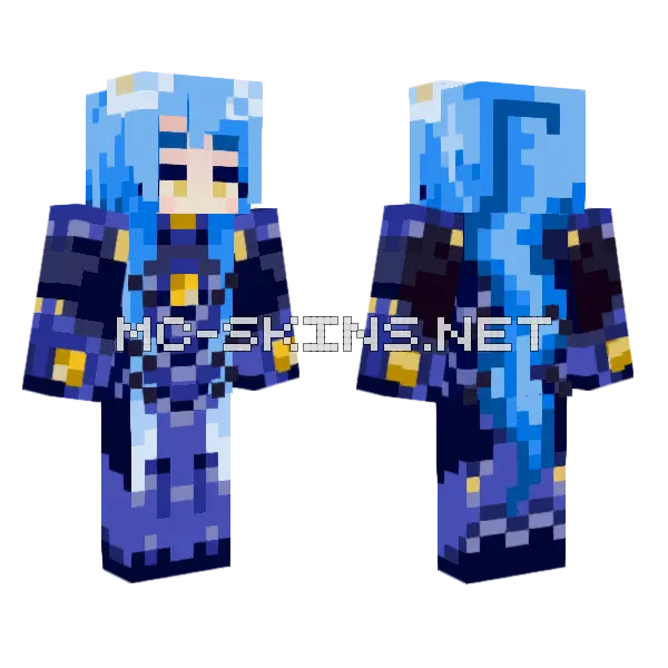 Blue Robot Warrior, front and back