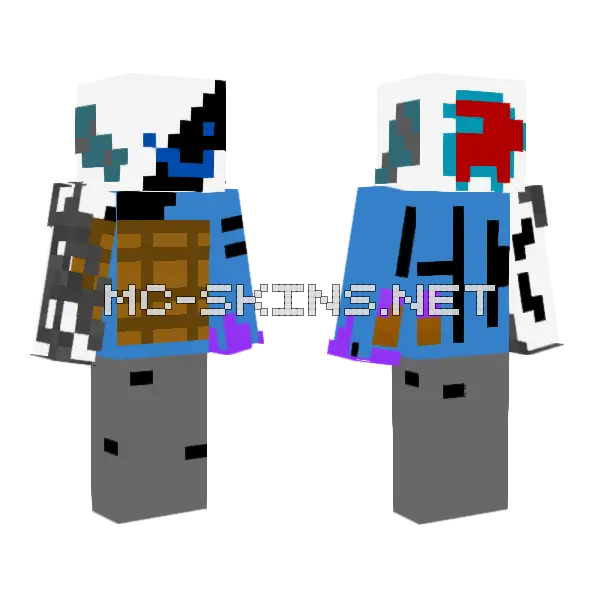 Blue Robot With Wings Minecraft skin, front and back