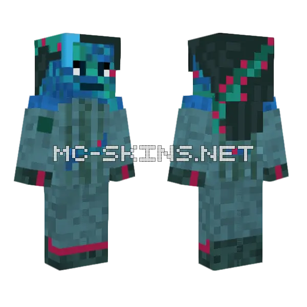 Blue Sea Creature Minecraft skin, front and back