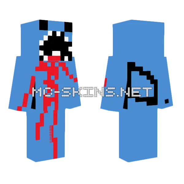 Blue Shark Monster Minecraft skin, front and back