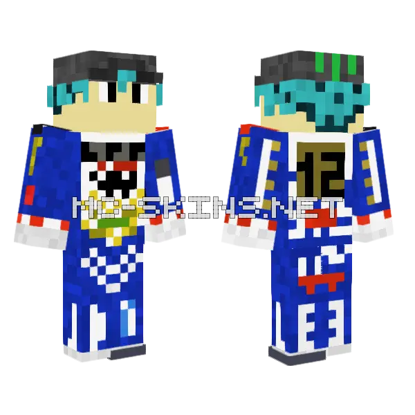 Blue Shark Suit Minecraft skin, front and back