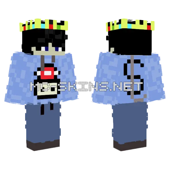 Blue Shirt With Hat Minecraft skin, front and back