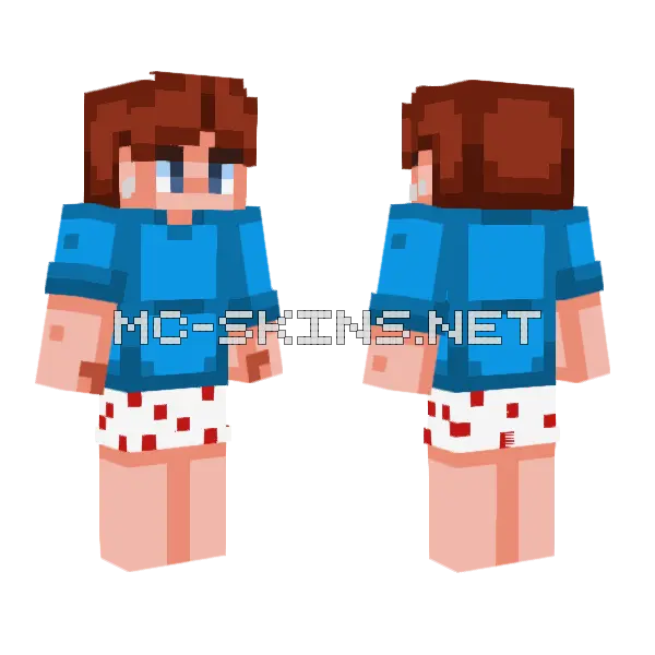 Blue Shirt With Red Dots Minecraft skin, front and back