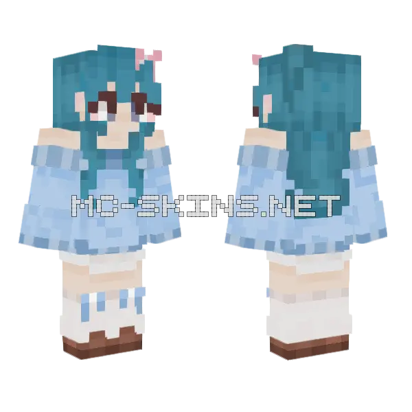 Blue Shoujo Girl 3 Minecraft skin, front and back
