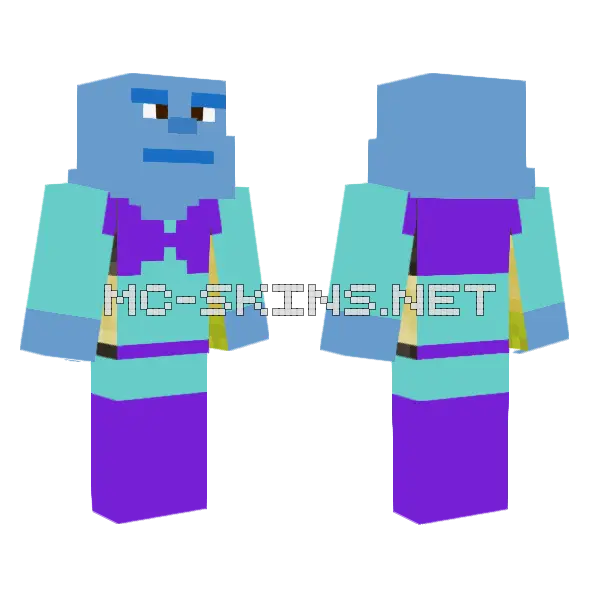 Blue Shrek Minecraft skin, front and back