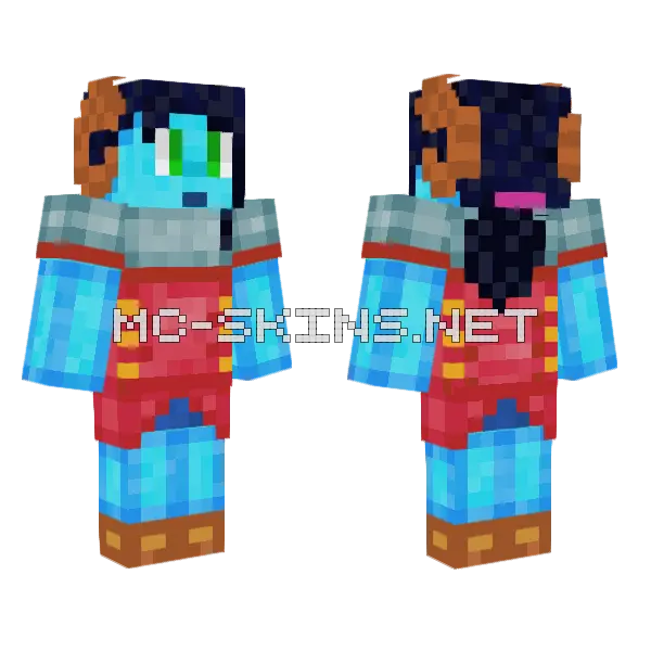 Blue Skin and Ram Horns Minecraft skin, front and back