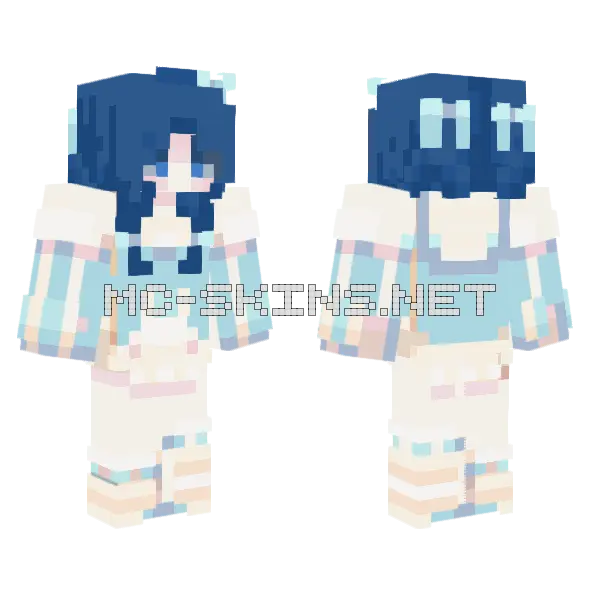 Blue Skirt Outfit Minecraft skin, front and back