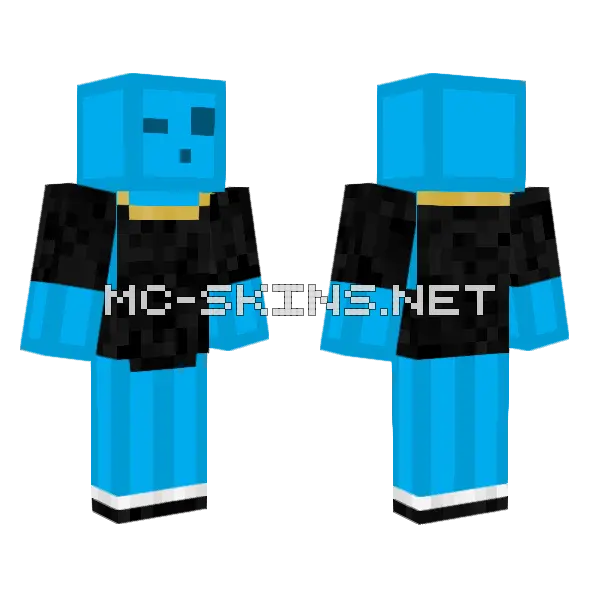 Blue Slime Black Outfit Minecraft skin, front and back