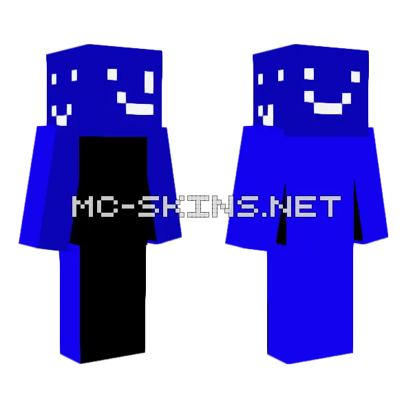 Blue Smiley Face Minecraft skin, front and back