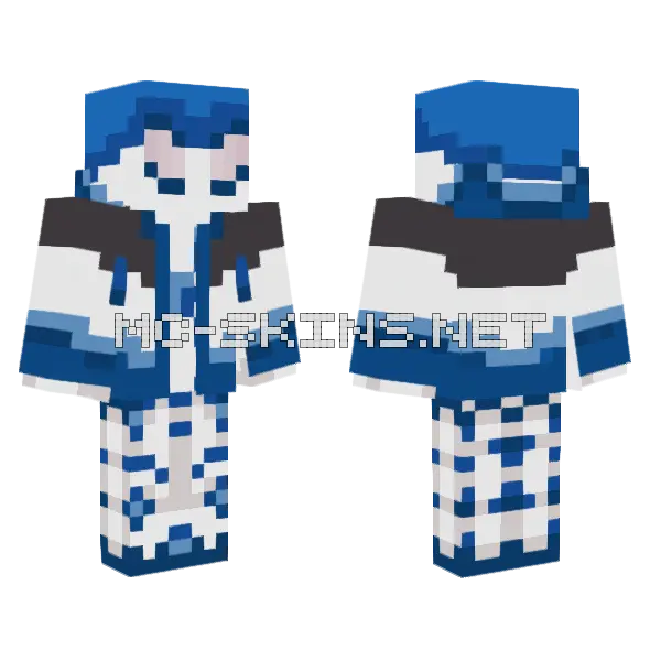Blue Snowflake Boy Minecraft skin, front and back