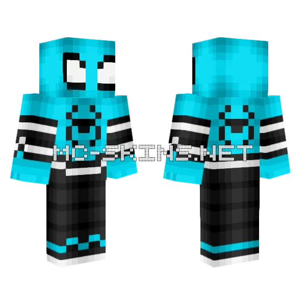Blue Spider-Man Minecraft skin, front and back