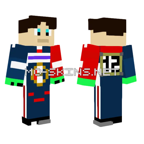 Blue Sports Uniform Minecraft skin, front and back