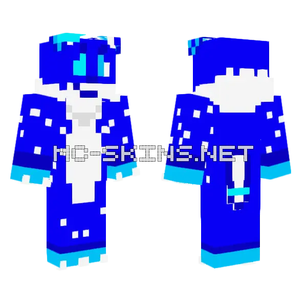 Blue Stim Wolf Minecraft skin, front and back