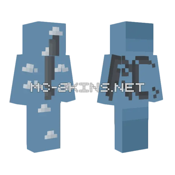 Blue Stone Golem Minecraft skin, front and back