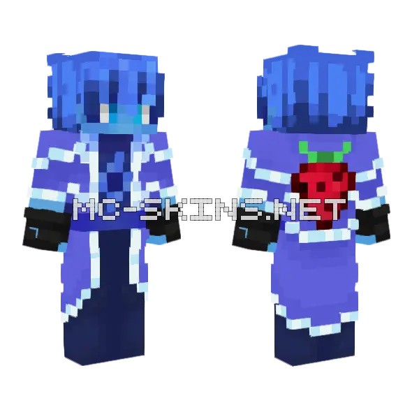 Blue Strawberry Boy Minecraft skin, front and back