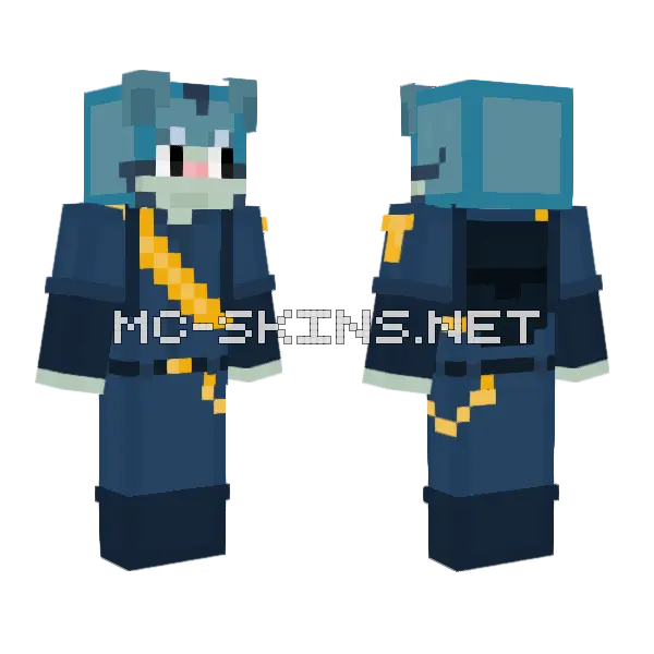 Blue Stripe Outfit Minecraft skin, front and back