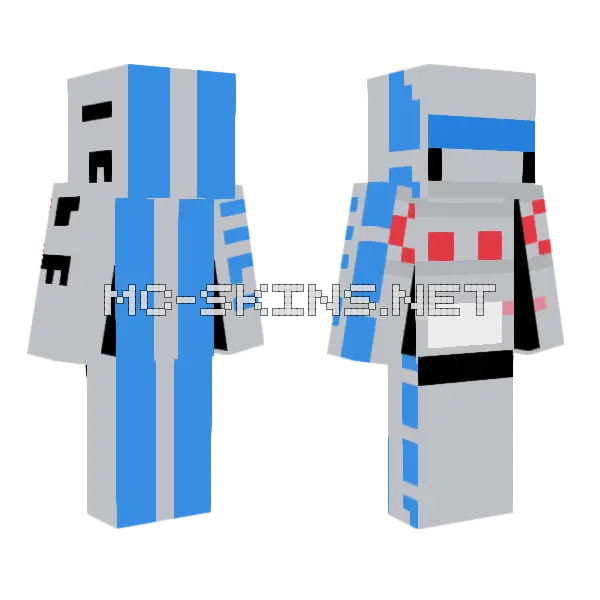 Blue Striped Robot, front and back