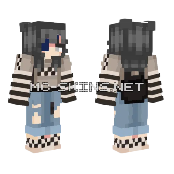 Blue Striped Sweater Boy Minecraft skin, front and back