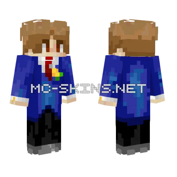 Blue Suit With Tie Minecraft skin, front and back
