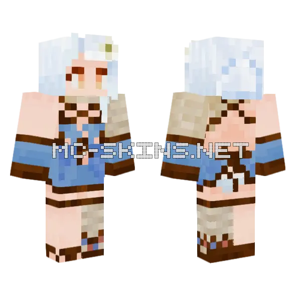 Blue Summer Dress Girl Minecraft skin, front and back