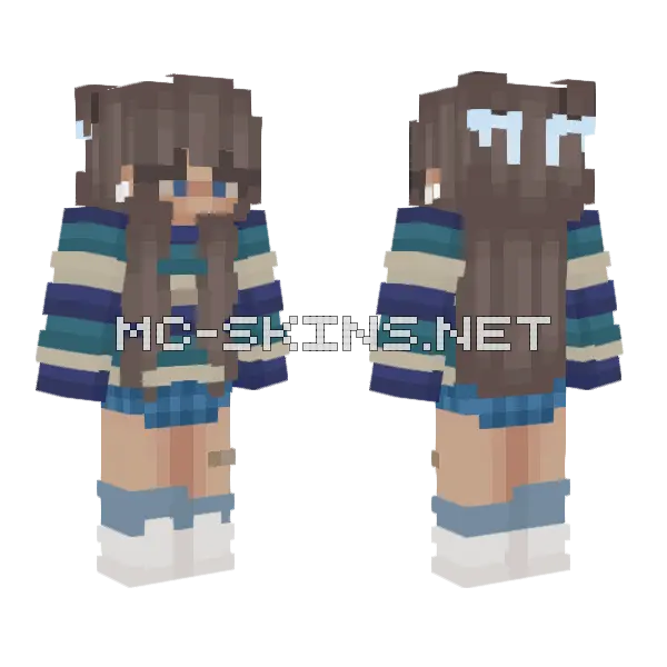 Blue Sweater Girl Minecraft skin, front and back