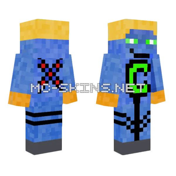 Blue Tech Suit, front and back